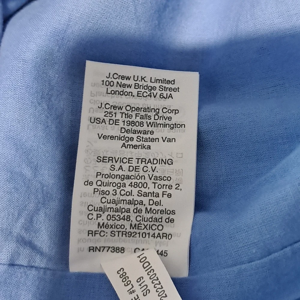 J. Crew Factory Scalloped edged‎ floral basket weave dress. Size 00. Light Blue.